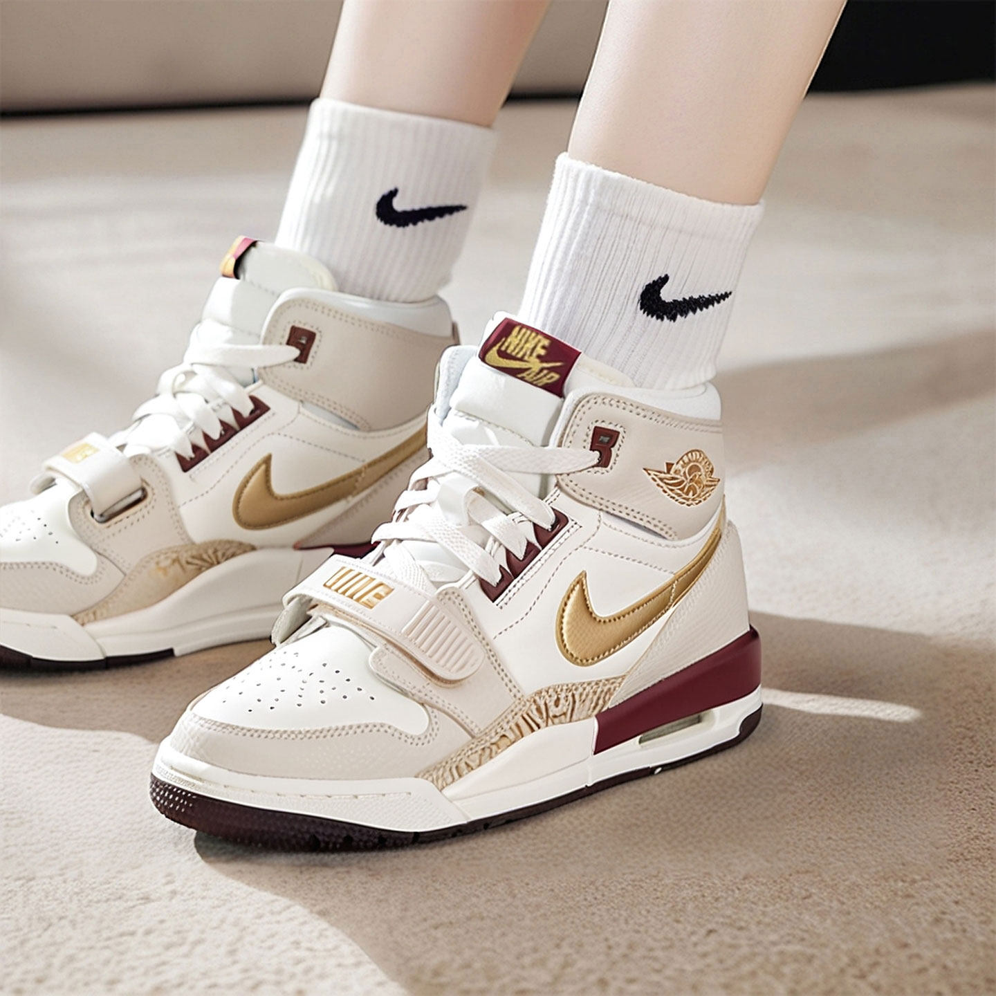 耐克AJ312篮球鞋女鞋 2025新款蛇年新春女高帮减震耐磨运动休闲鞋