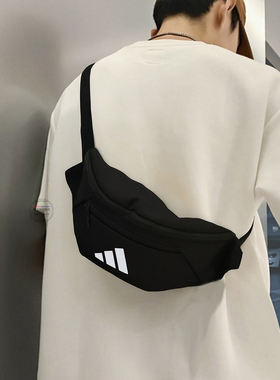 Adidas阿迪达斯运动斜挎包男女胸包小众设计轻量化单肩包黑色腰包