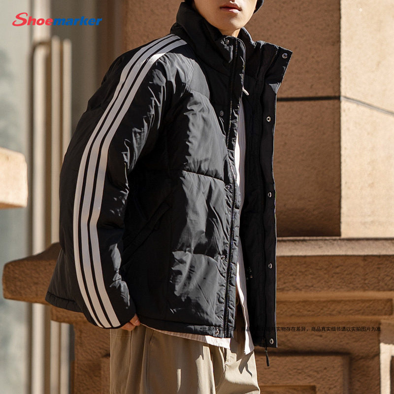 Adidas阿迪达斯薄款羽绒服男款2025夏季新款保暖宽松黑色羽绒外套图片
