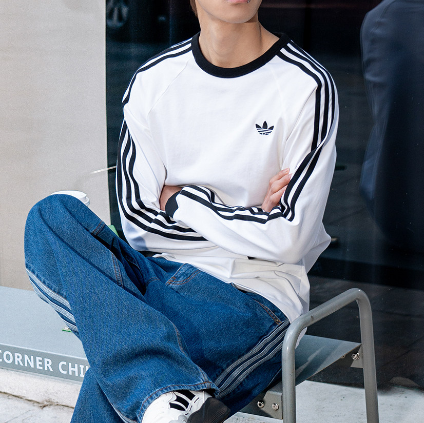 阿迪达斯男装纯棉运动服2026新款春秋季休闲上衣官方正品长袖T恤