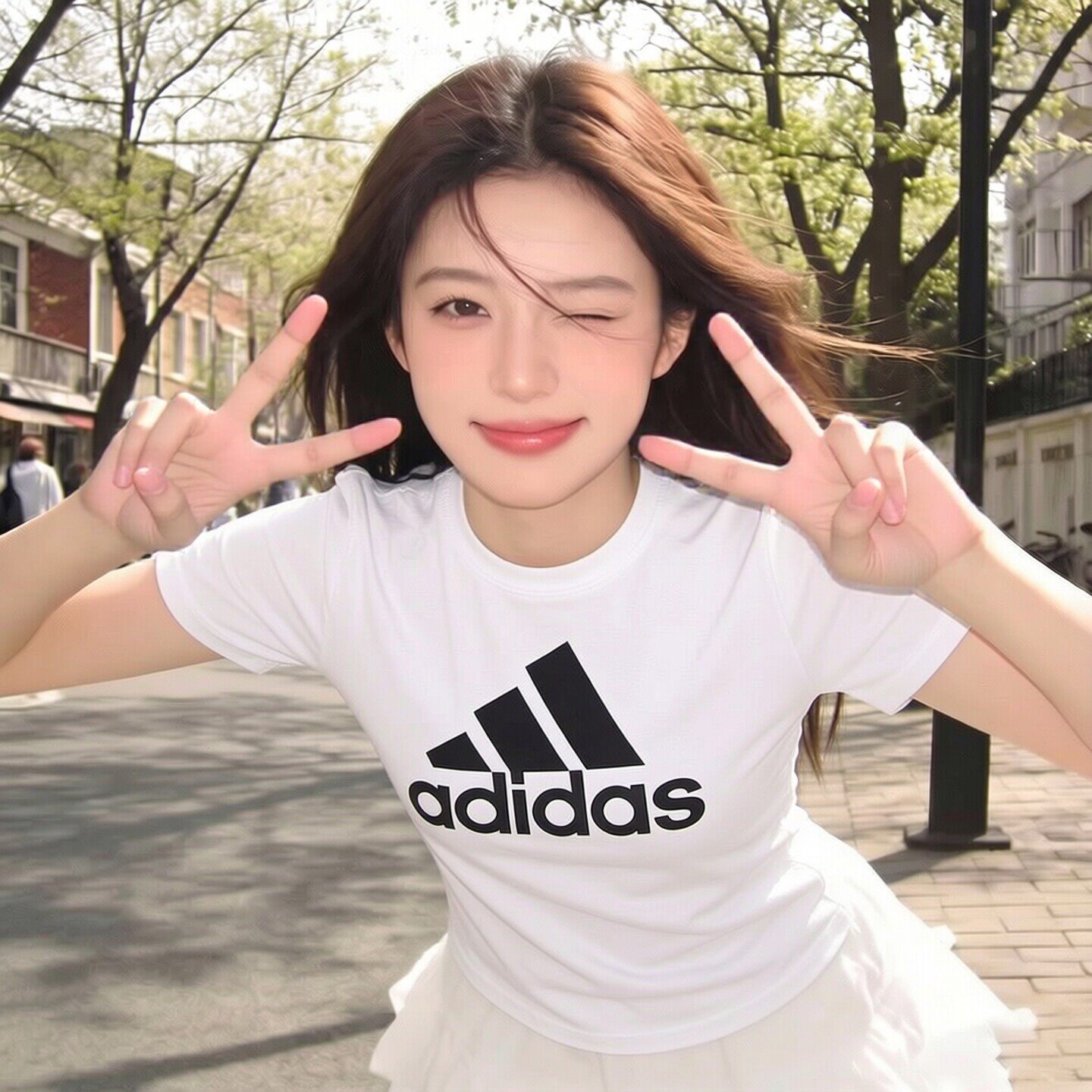 Adidas阿迪达斯短袖女子夏季新款运动体恤休闲白色圆领T恤GL0649