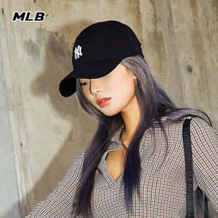 MLB官方帽子男帽女帽黑色NY刺绣棒球帽户外遮阳帽鸭舌帽3ACP7701N