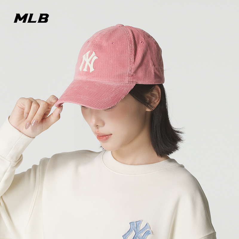 MLB官方户外运动帽男女帽子2025新款粉色棒球帽鸭舌帽3ACPWC156