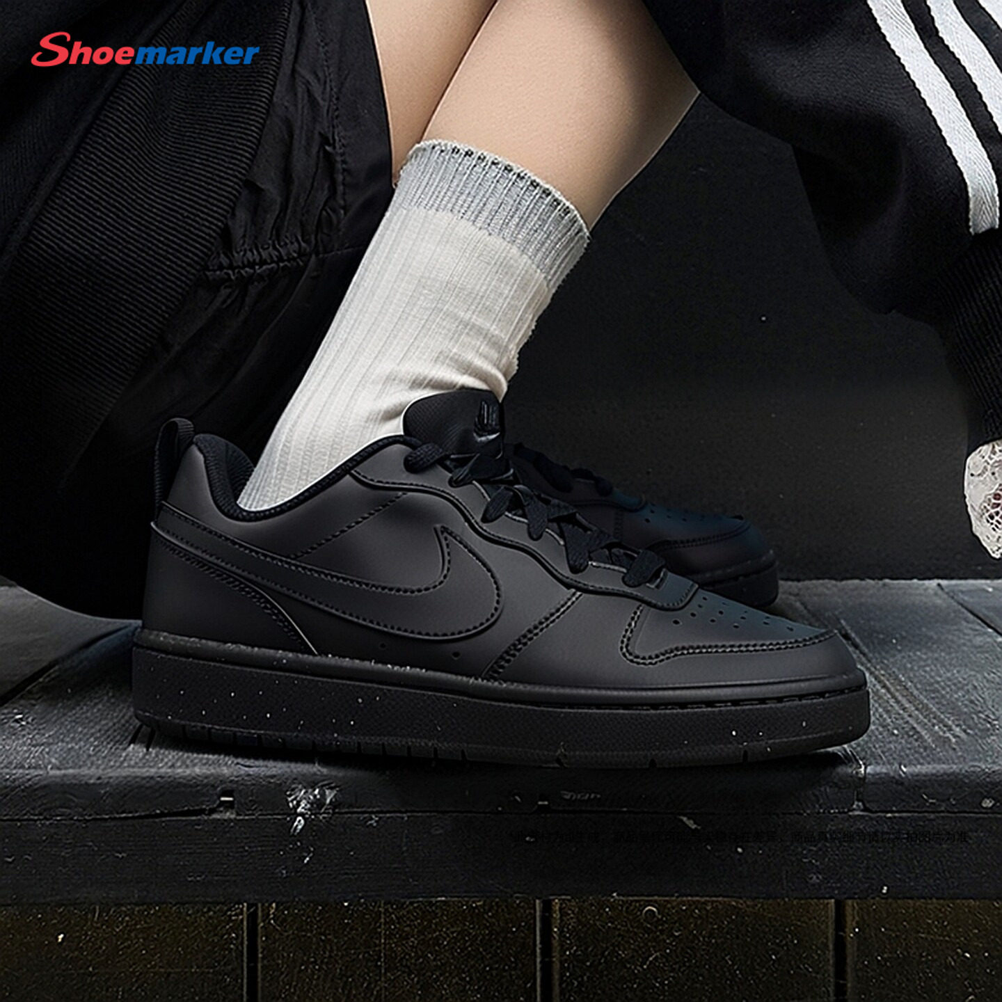 耐克夏季新款男女大童鞋黑武士低帮板鞋NIKE COURT正品运动休闲鞋图片