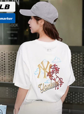 MLB官方男女装2026马年新年款CNY白色短袖NY运动服T恤衫3ATSQ0261