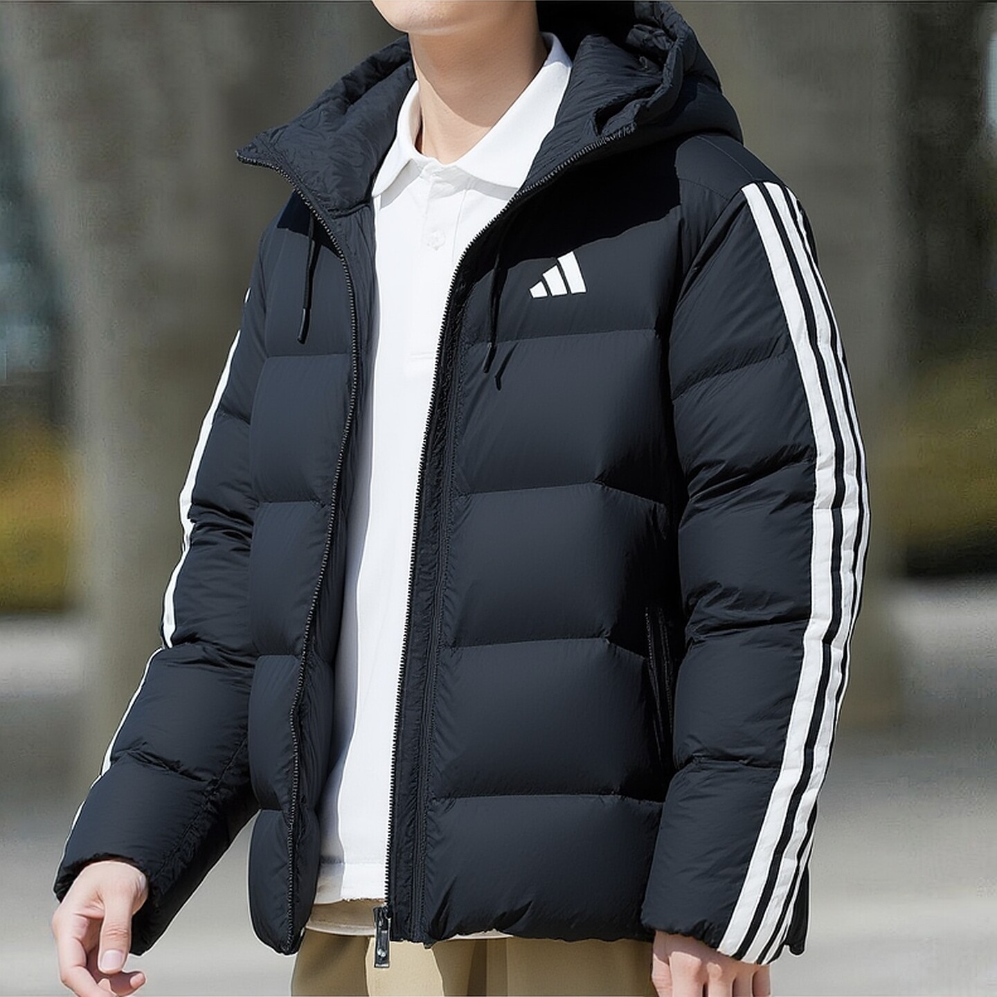 阿迪达斯羽绒服男25冬季新款防风保暖连帽面包服宽松休闲羽绒外套