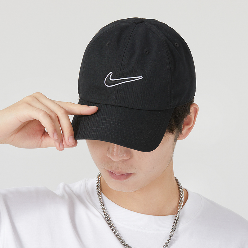 NIKE耐克黑色鸭舌帽男帽女帽夏季新款情侣棒球帽跑步运动帽FB536