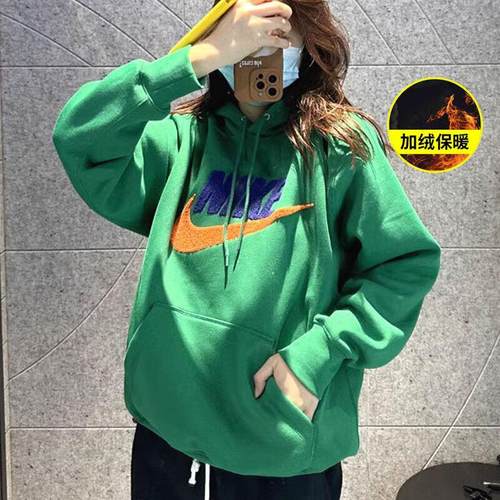 Nike耐克绿色连帽卫衣男女装2025新款运动服宽松长袖打底套头衫