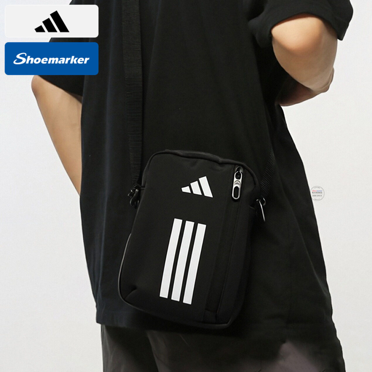Adidas阿迪达斯黑色单肩包男女运动包大容量休闲斜挎包运动小包