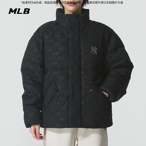MLB立领情侣保暖羽绒服男女装2025春季新款运动服外套3ADJM0956