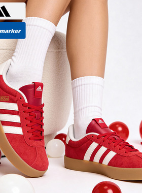 adidas阿迪达斯T头鞋VL COURT 3.0红色德训鞋秋冬女休闲鞋 KI5079