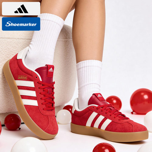 adidas阿迪达斯T头鞋VL COURT 3.0红色德训鞋秋冬女休闲鞋 KI5079