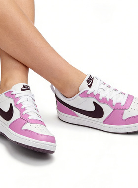 NIKE耐克正品女鞋粉紫色court运动休闲鞋孩子低帮板鞋DV5456-136