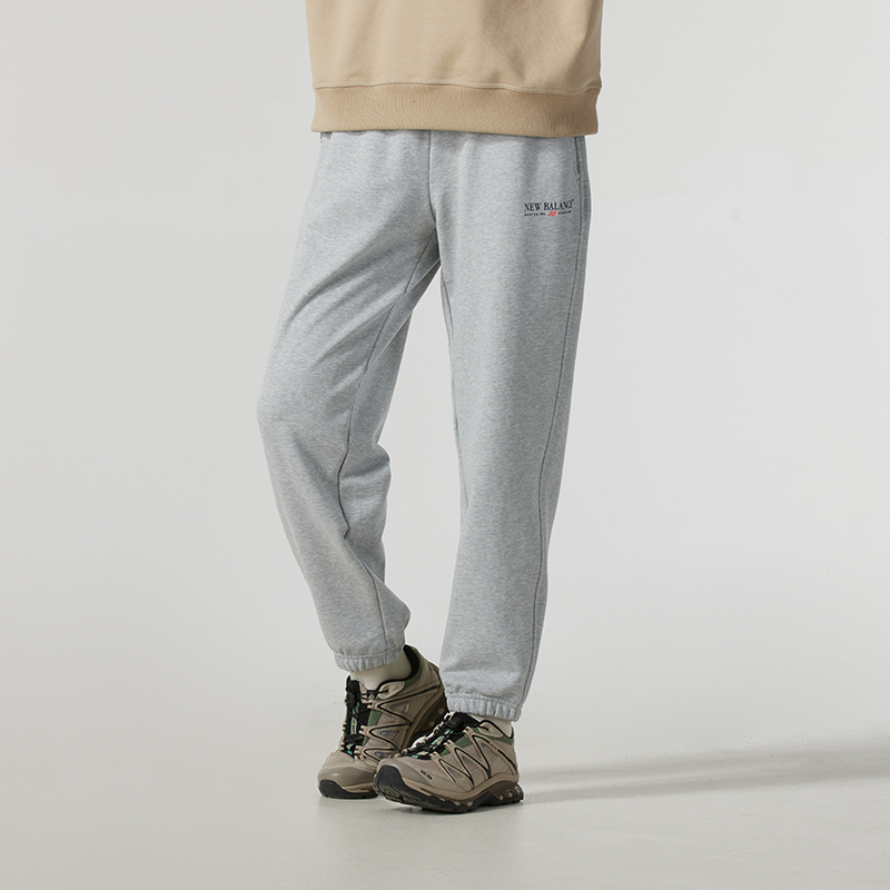 New Balance NB灰色宽松长裤女2025夏季运动裤收口休闲裤AWP51374