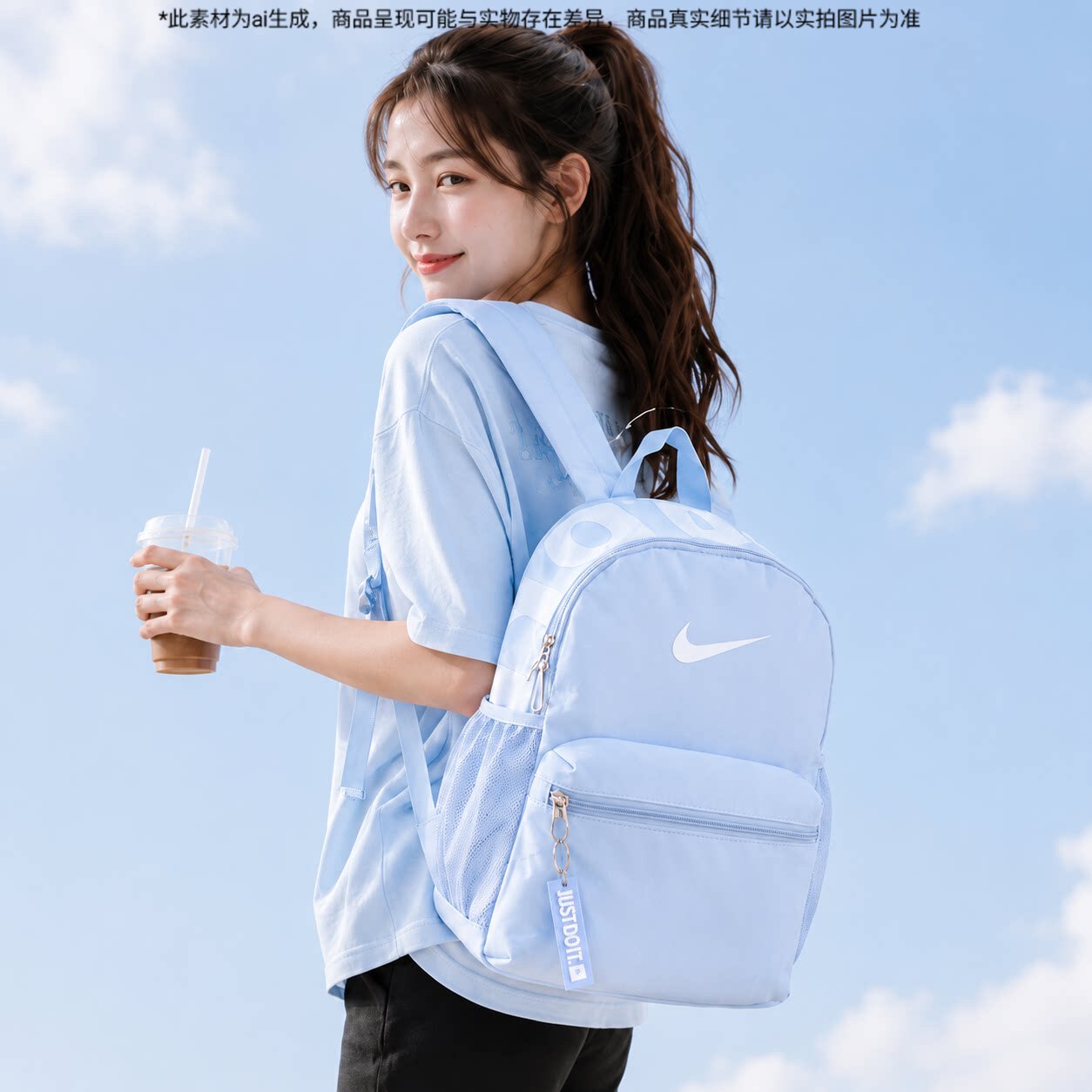 Nike耐克女生双肩包官方正品小奶包2026新款旅行背包时尚学生书包