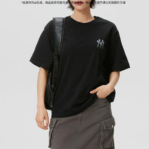 MLB正品短袖上衣男装女装夏季款圆领透气休闲半袖运动T恤套头衫