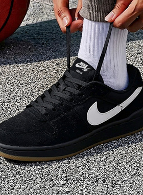 耐克NIKE官方正品男鞋黑色复古休闲鞋透气运动鞋翻毛皮低帮板鞋男