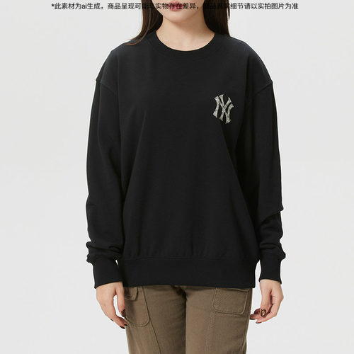 MLB官方NY大标卫衣2026春季新款男女款运动服圆领套头衫3AMTM0961