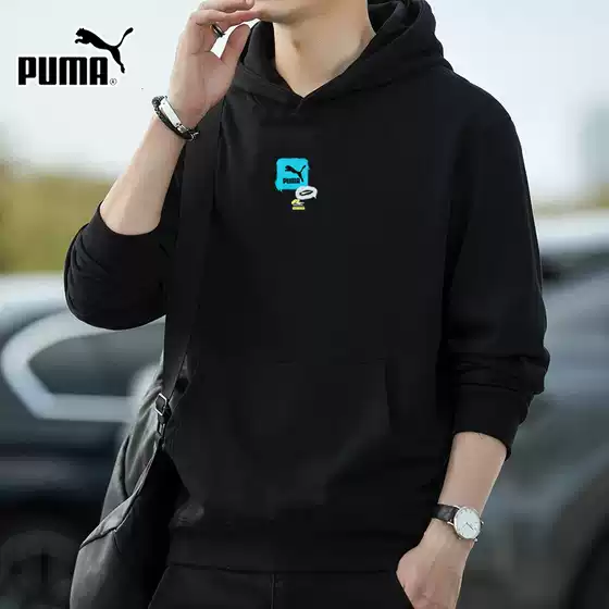 PUMA彪马官网连帽印花卫衣新款男士运动服宽松长袖套头衫536061
