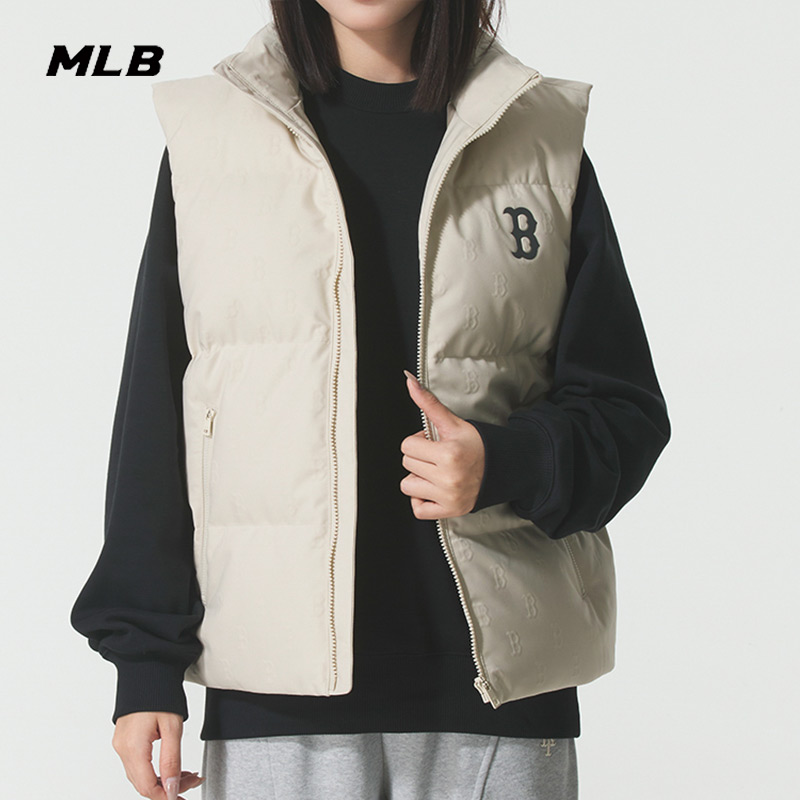 MLB官方立领老花羽绒马甲2025冬季新款男女装运动服背心3ADVM0356