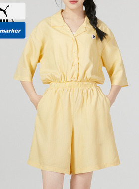 PUMA彪马女子连体套装2026春季新款运动连体短裤翻领T恤620632