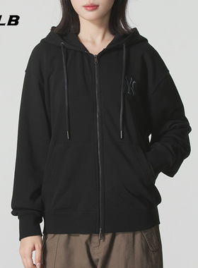 MLB官方针织NY夹克男女装2025冬季新款运动开衫黑色外套3ATRM0254