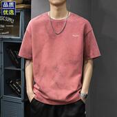 新款 宽松大码 2025潮牌男士 t恤重磅水洗印花半袖 上衣体恤T 短袖 夏季