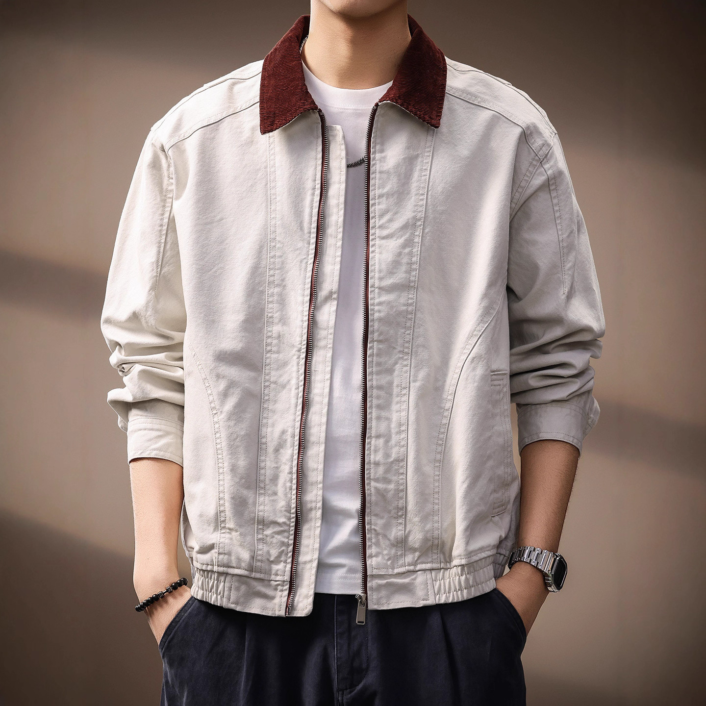 高端重磅复古工装外套男