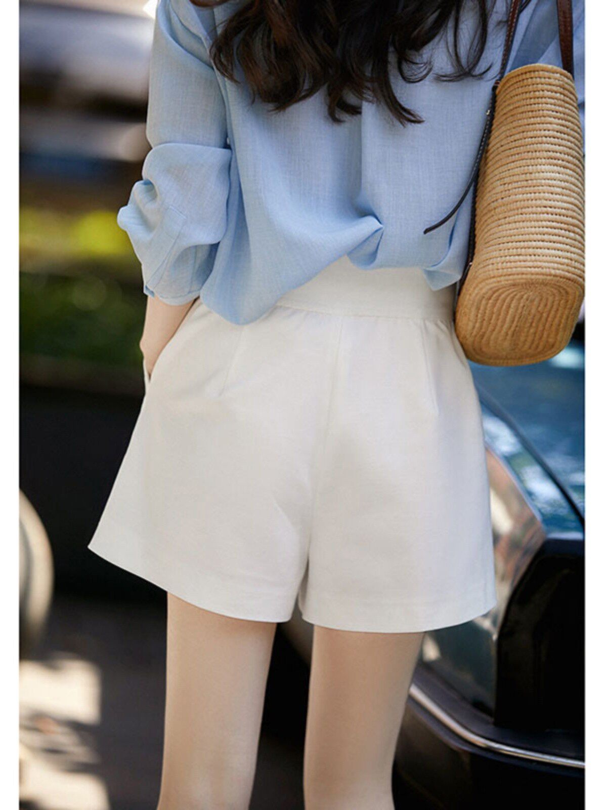 NOUX는 단 몇 초 만에 종이 아저씨로 변신합니다  기질 흰색 7부 바지 여성 가을 ??겨울 신작 통근 하이 웨이스트 슬림 반바지