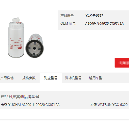 玉柴CX0712A柴油滤芯玉柴华盛