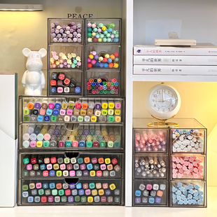 马克笔收纳盒放画笔彩笔铅笔抽屉亚克力桌面文具置物架大容量笔筒