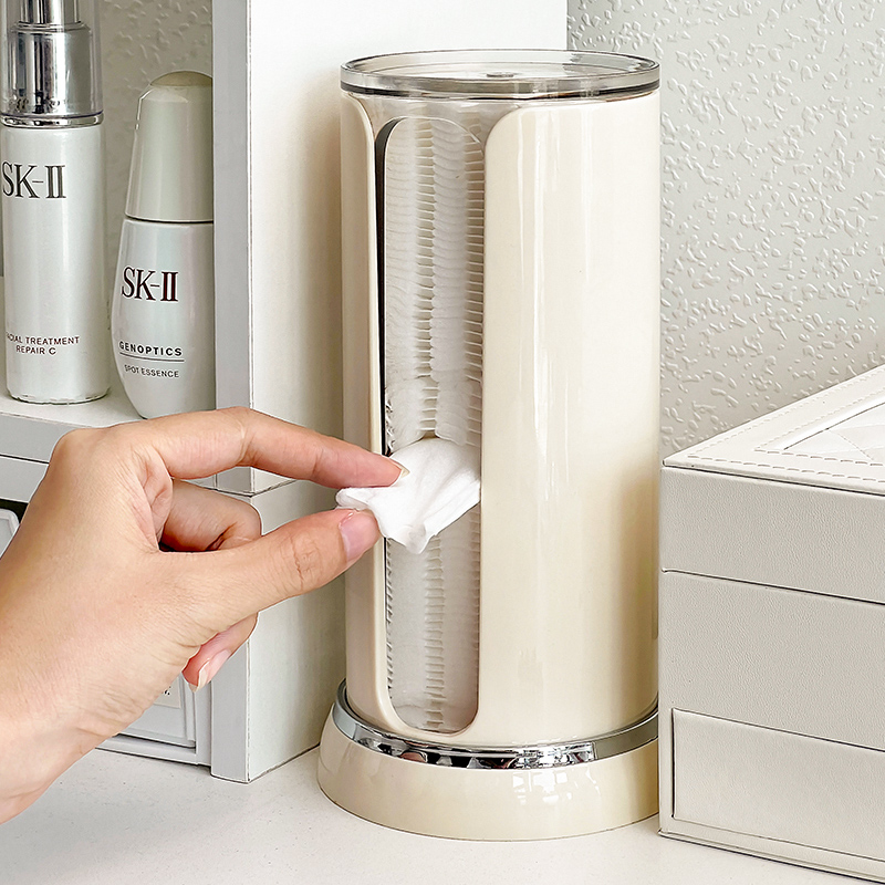 旋转防尘化妆棉收纳盒多功能