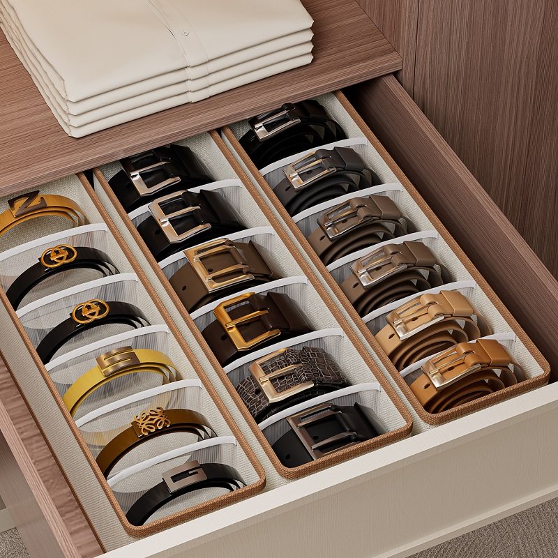 皮带收纳神器盒丝巾领带男士腰带展示架家用衣柜抽屉多功能分隔盒,收纳整理,服饰配件架,淘宝优惠券,粉丝福利购,淘宝优惠卷