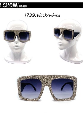 大方框太阳眼镜镶钻欧美同款
