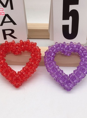 DIY手工串珠镂空爱心 小桃心成品创意手工串珠饰品生日钱锁配件