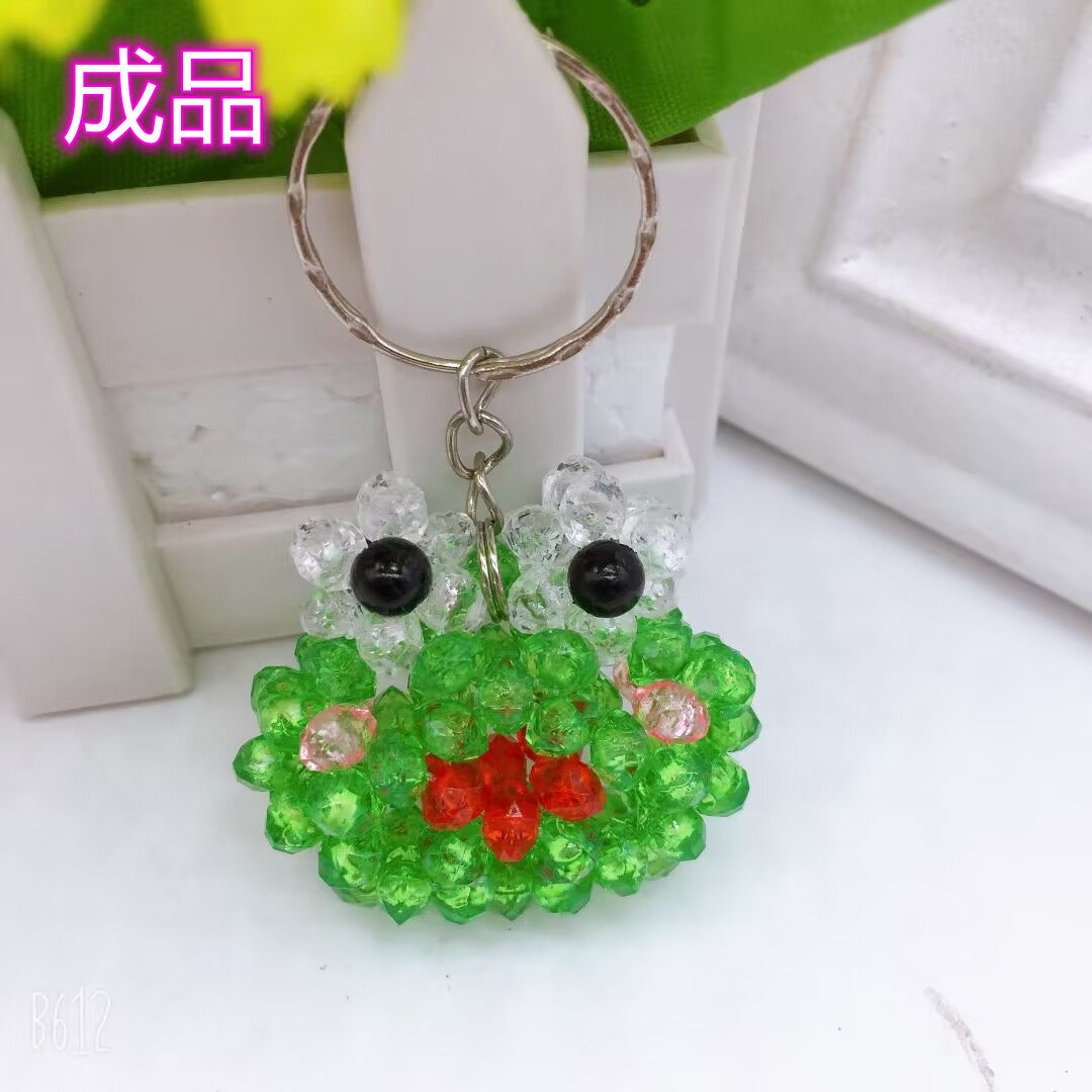 diy手工串珠创意大眼蛙卡通青蛙包包手机挂饰编织成品