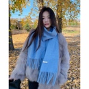 Carrier 天蓝色流苏羊毛围巾保暖亲肤情侣围脖 出口韩国～九尾同款