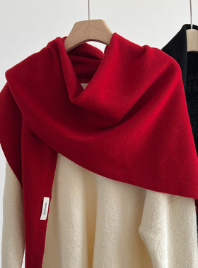 Carrier 韩国100%绵羊毛针织三角巾女秋冬外搭保暖多功能披肩头巾