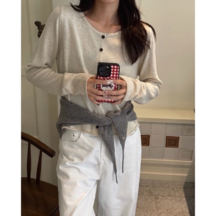 Carrier 韩国100%绵羊毛小狗纽扣三角巾百搭保暖亲肤披肩头巾屁帘