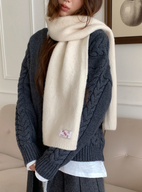 花米色～韩国eret糖果色茉莉针织纯色围巾女冬保暖情侣款百搭围脖