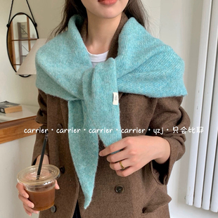 饰保暖叠穿三角巾 针织加大羊毛披肩百搭多功能装 Carrier Egg韩版