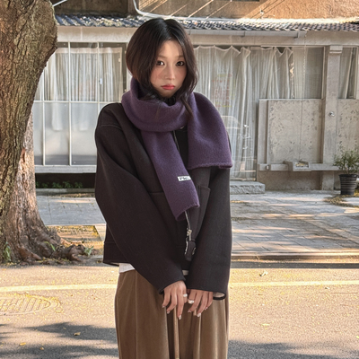 特调葡萄紫～韩国pie.针织锁边高级感羊毛围巾情侣款冬季保暖围脖