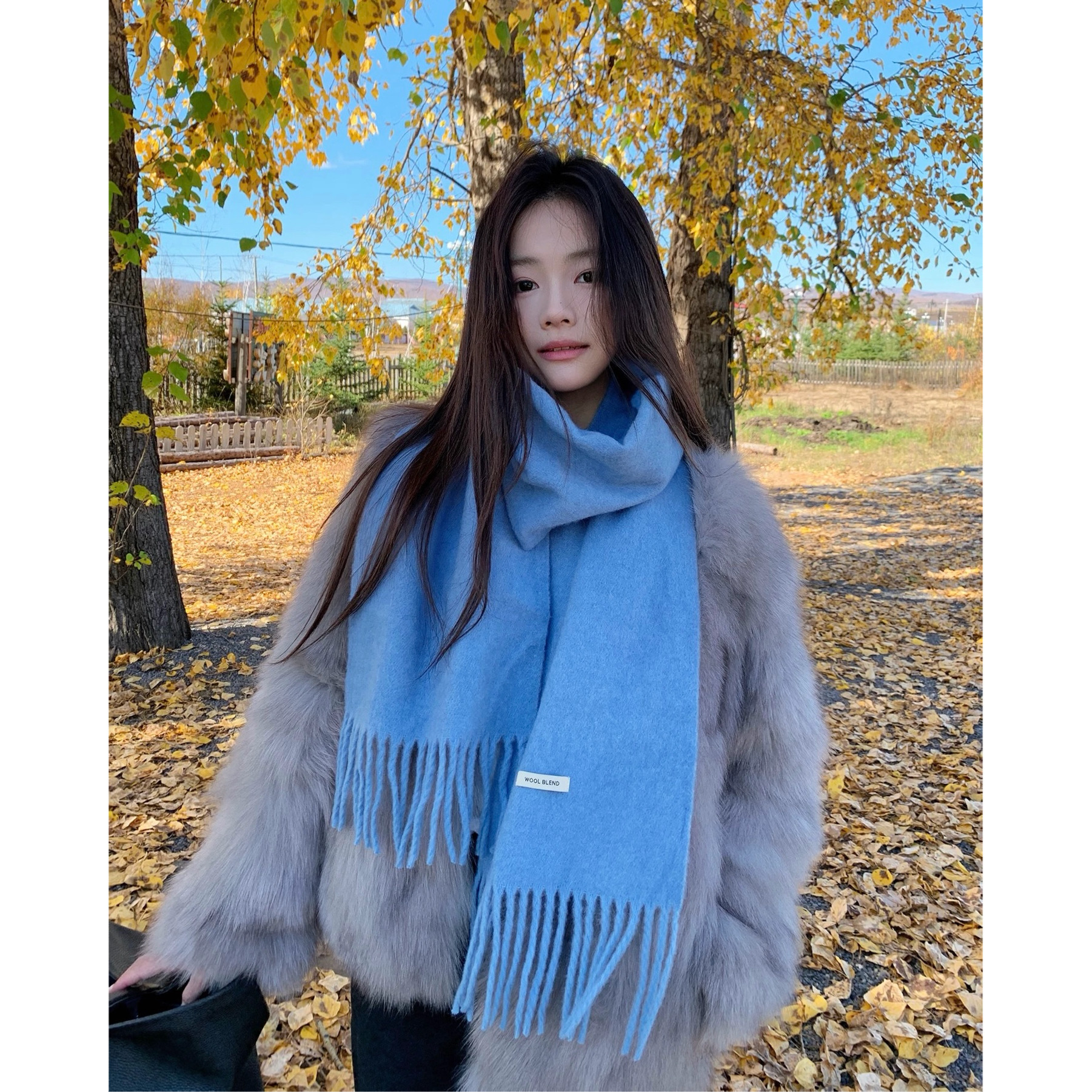 Carrier 出口韩国～九尾同款天蓝色流苏羊毛围巾保暖亲肤情侣围脖,服饰配件/皮带/帽子/围巾,围巾/丝巾/披肩,淘宝优惠券,粉丝福利购,淘宝优惠卷