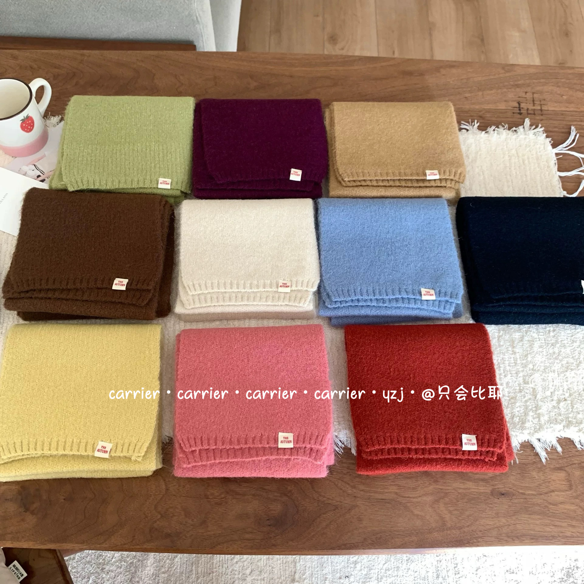 Carrier 韩国东大门围巾梅子粉纯色冬季百搭多色软糯围脖加厚女生