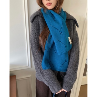 Carrier 韩国代购50%绵羊毛镂空纽扣披肩围脖两用多功能外搭围巾