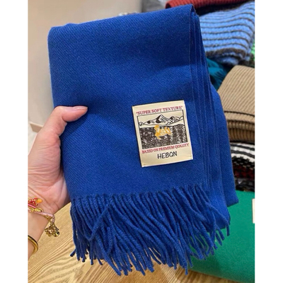 Carrier 韩国东大门克莱因蓝纯色围巾仿羊绒披肩两用流苏情侣围脖
