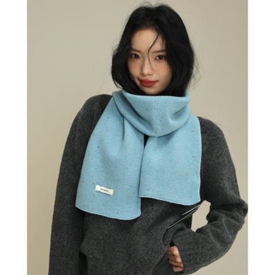 Carrier 韩国热麦100%绵羊毛彩点针织围巾情侣显白百搭保暖围脖潮