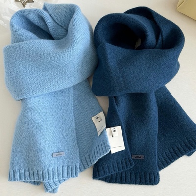 Carrier 澳洲100%羊毛wool纯色围巾皮标轻奢保暖高级感情侣款微博