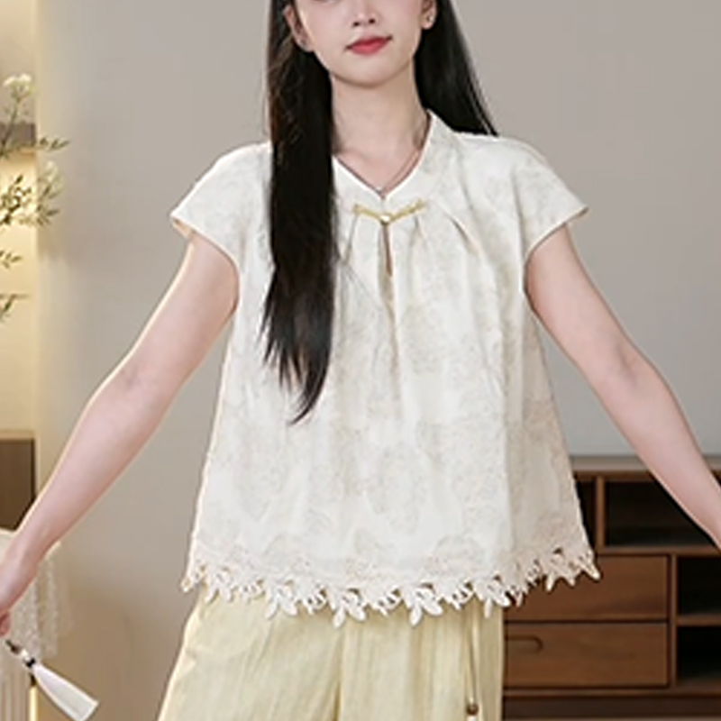 松弛感花边衬衫女2025夏季新款