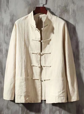 亚麻衬衫唐装男中国风男装民国中山装汉服新中式茶服长衫马褂外套